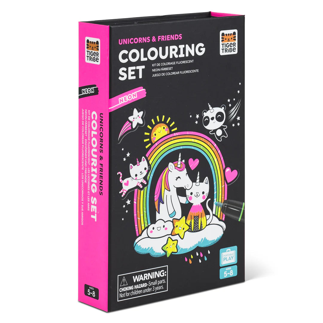 Tiger Tribe Neon Colouring Set - Unicorns and Friends