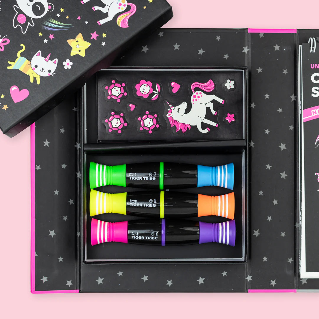Tiger Tribe Neon Colouring Set - Unicorns and Friends