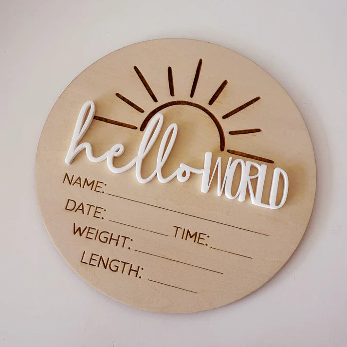 Timber Tinkers Hello World Sun Plaque