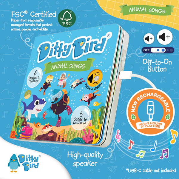 Ditty Bird Animal Songs Rechargeable Sound Book