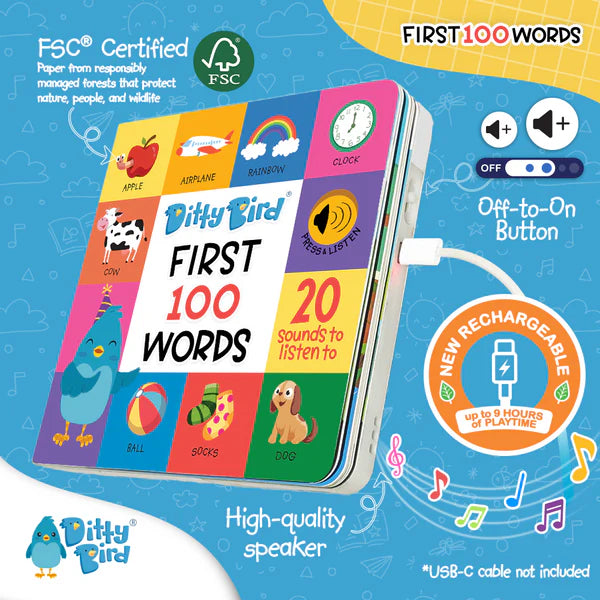 Ditty Bird First 100 Words Rechargeable Sound Book