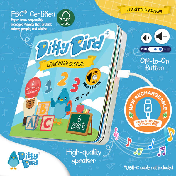 Ditty Bird Learning Songs Rechargeable Sound Book