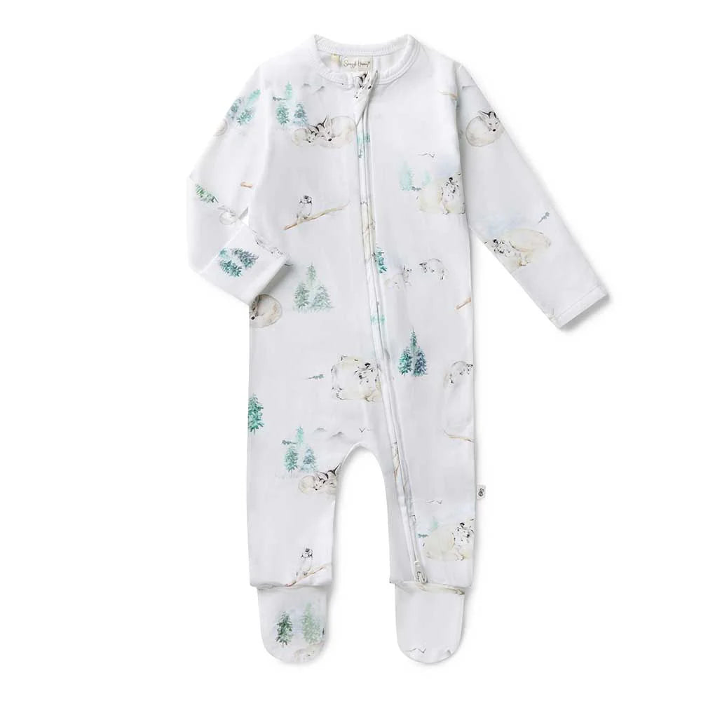 Snuggle Hunny- Arctic Organic Snuggle Sleepsuit Zip Footie
