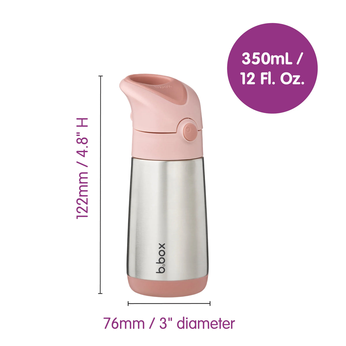 b.box Insulated Drink Bottle 350ml - Flamingo Fizz