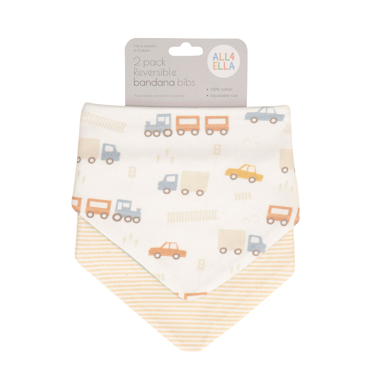All4Ella Bandana Bib Set - Trucks