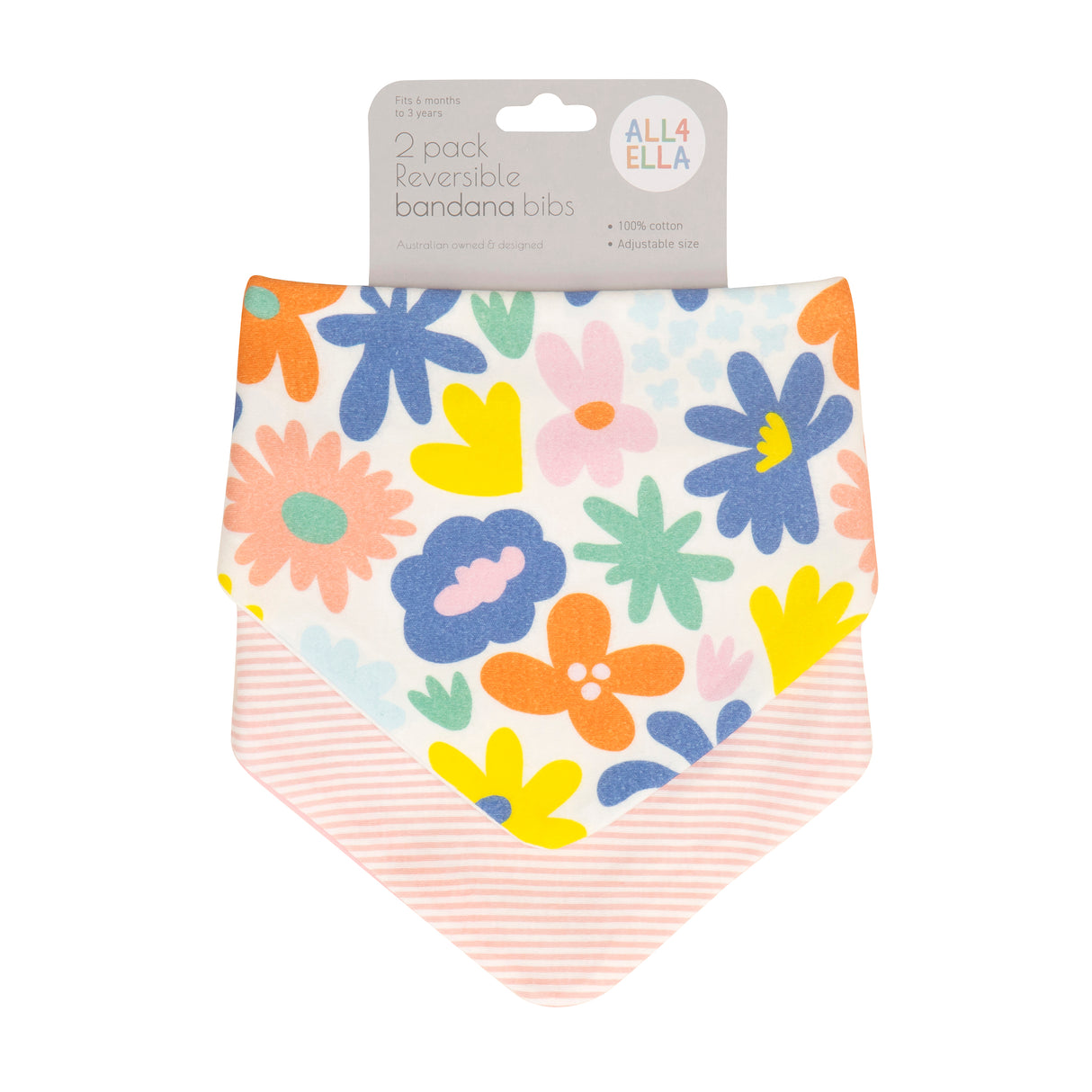 All4Ella Bandana Bib Set - Bright Floral