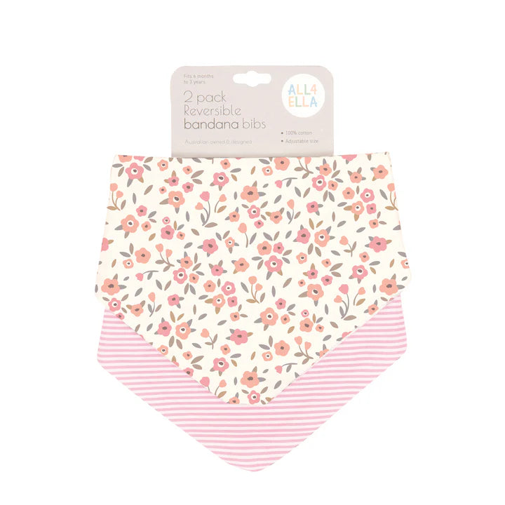 All4Ella Bandana Bibs 2pk - Floral Bouquet