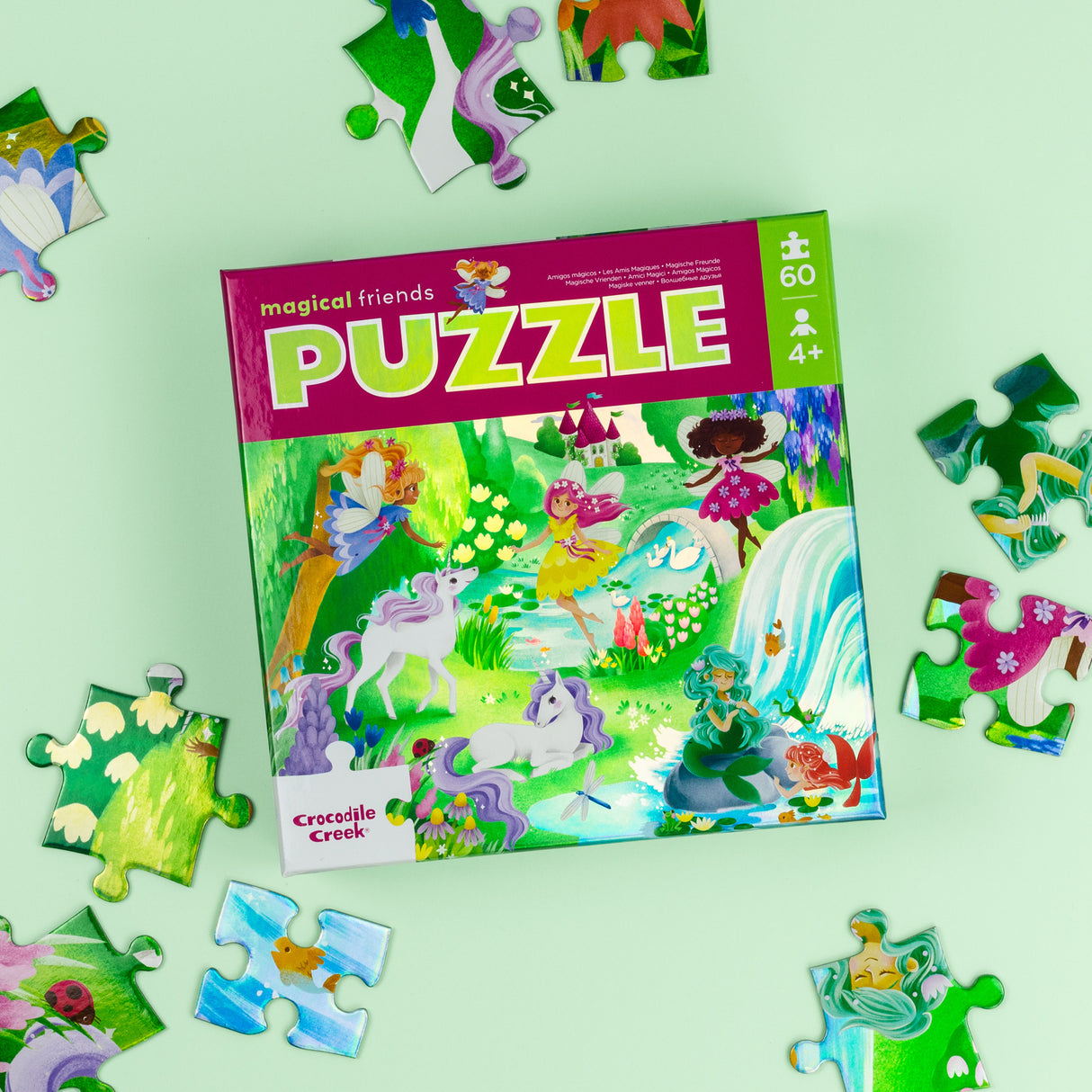 Crocodile Creek Foil Puzzle Shimmering - Magical Friends