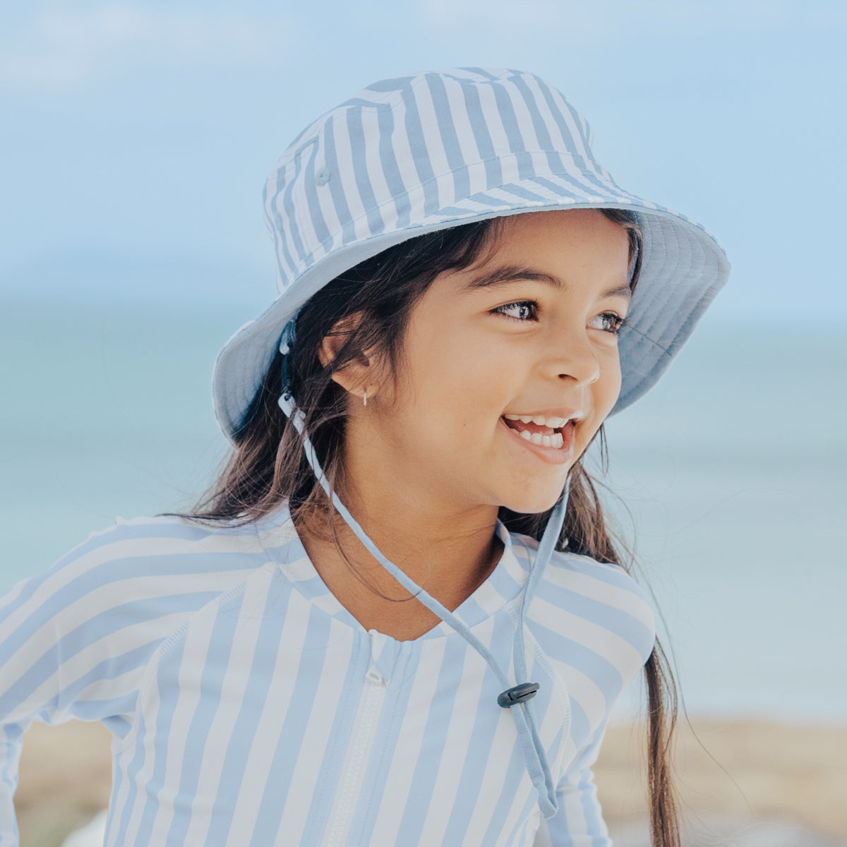 Crywolf Reversible Bucket Hat - Sky Blue Stripe