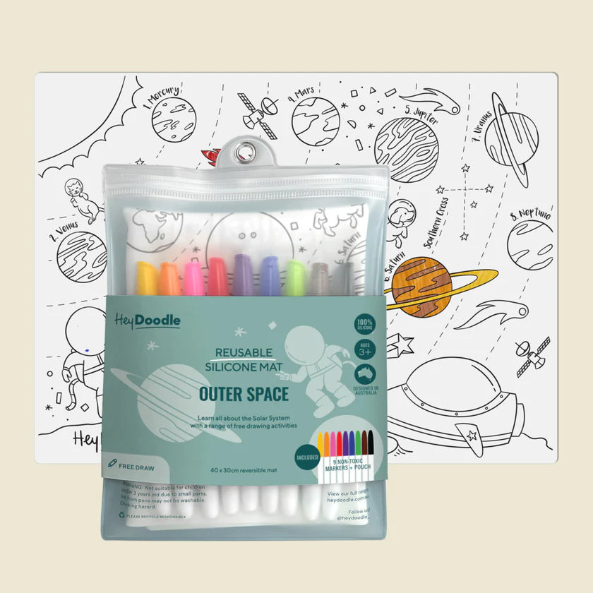 Hey Doodle Reusable Colouring Mat - Outer Space
