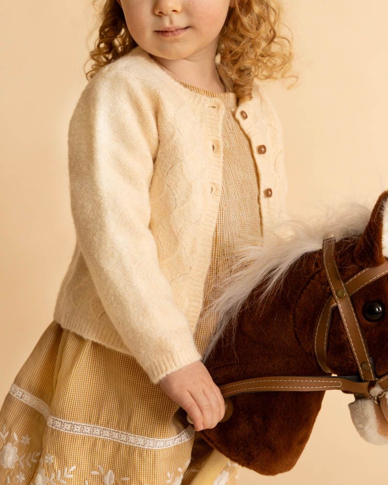 Minihaha Girls Cream Pointelle Cardigan
