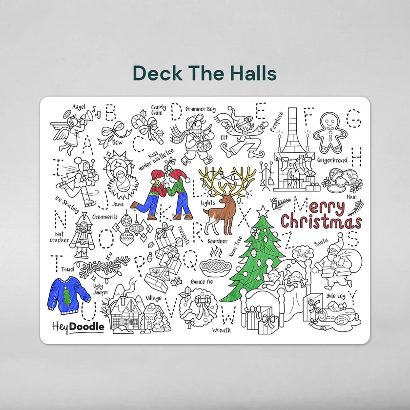 Hey Doodle Reusable Colouring Mat - Deck The Halls