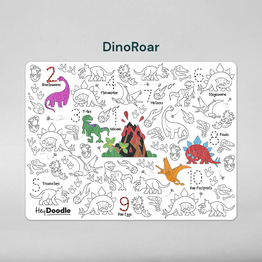 Hey Doodle Reusable Colouring Mat - DinoRoar