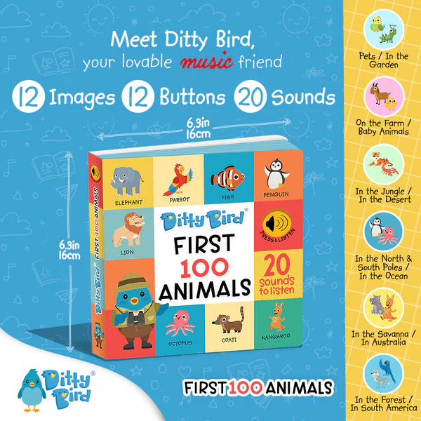 Ditty Bird 100 Animals Sound Book
