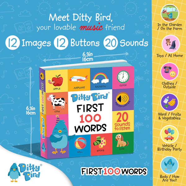 Ditty Bird First 100 Words Rechargeable Sound Book