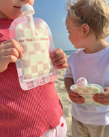 Sinchies Reusable Food Pouches 150ml - 5 Pack - Checkmate Blush