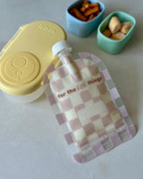 Sinchies Reusable Food Pouches 150ml - 5 Pack - Checkmate Blush