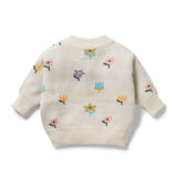 Wilson + Frenchy  Organic Knitted Jacquard Jumper - Flower Pop