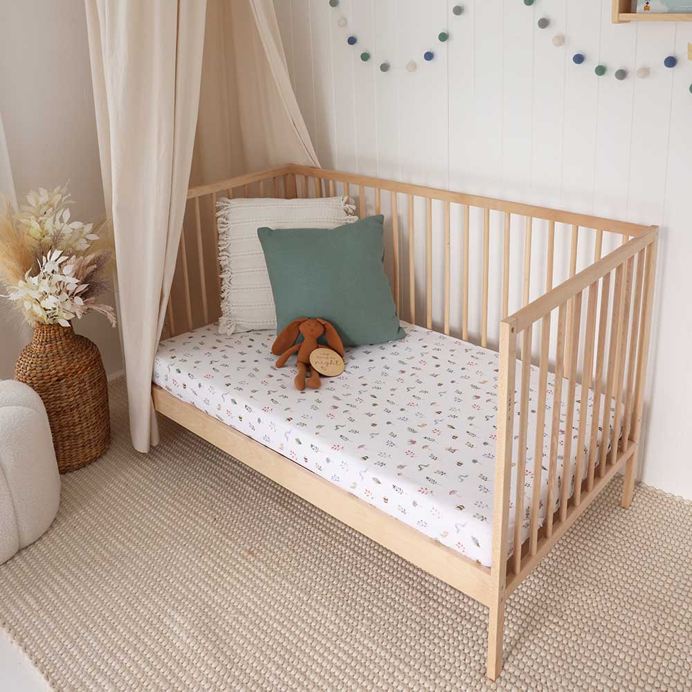Snuggle Hunny Organic Fitted Cot Sheet - Garden Friends
