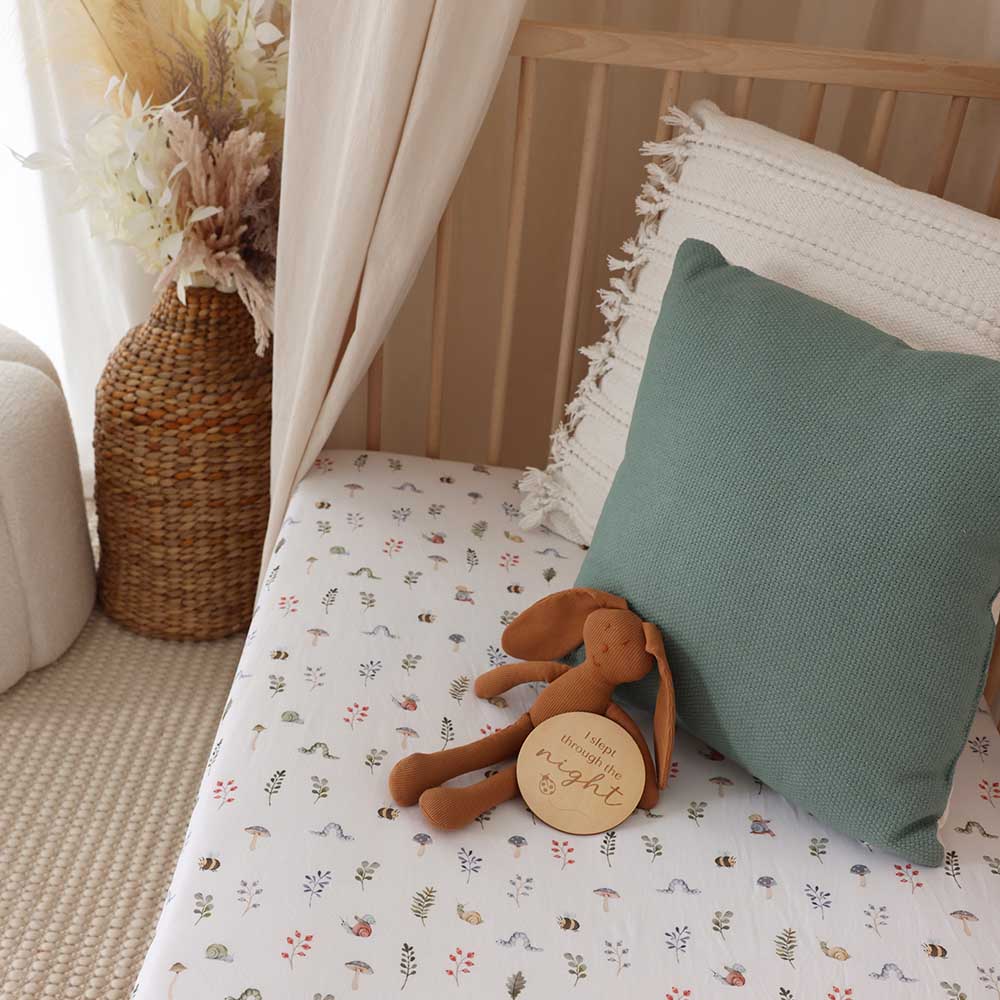 Snuggle Hunny Organic Fitted Cot Sheet - Garden Friends