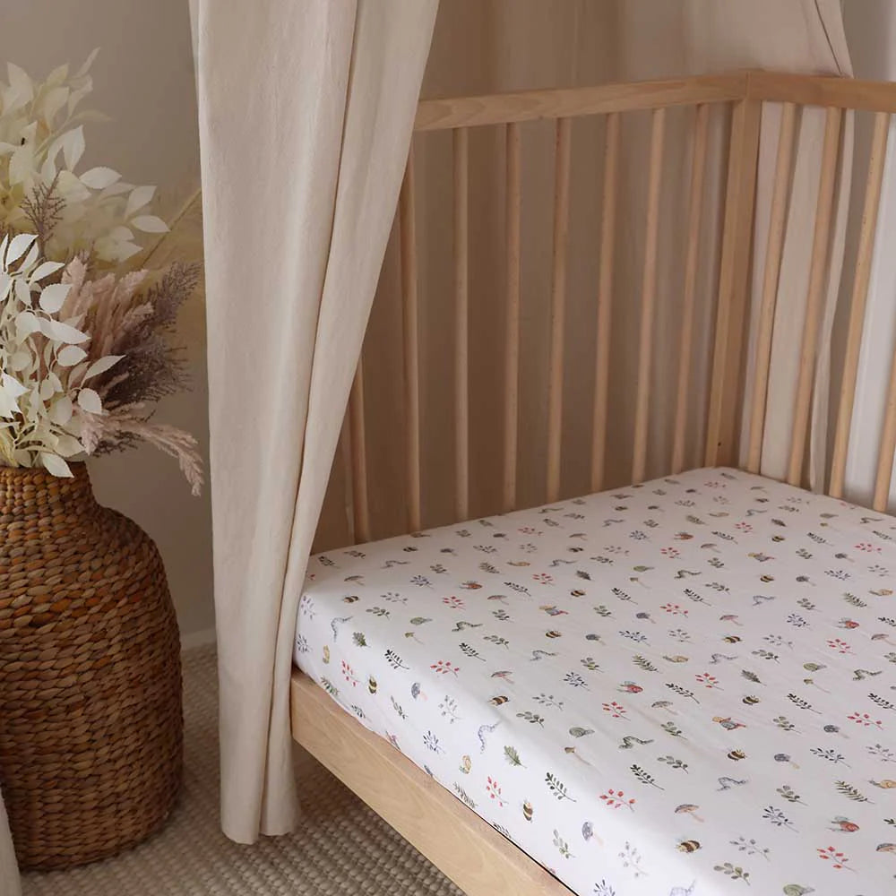 Snuggle Hunny Organic Fitted Cot Sheet - Garden Friends