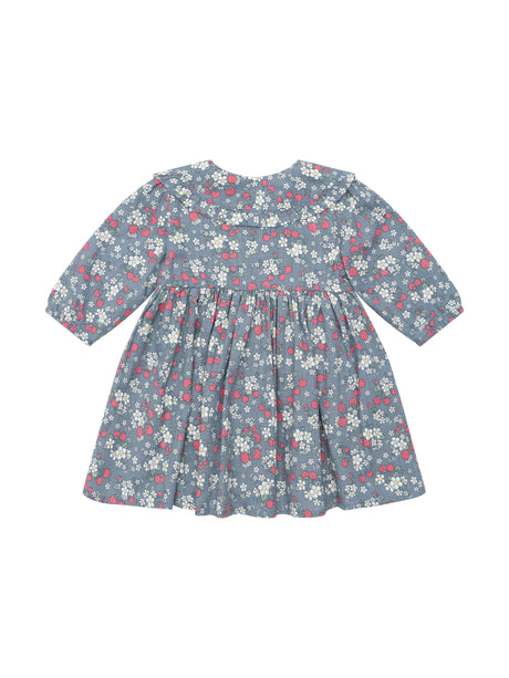 Huxbaby Vintage Strawberry Collar Dress Dusty Blue