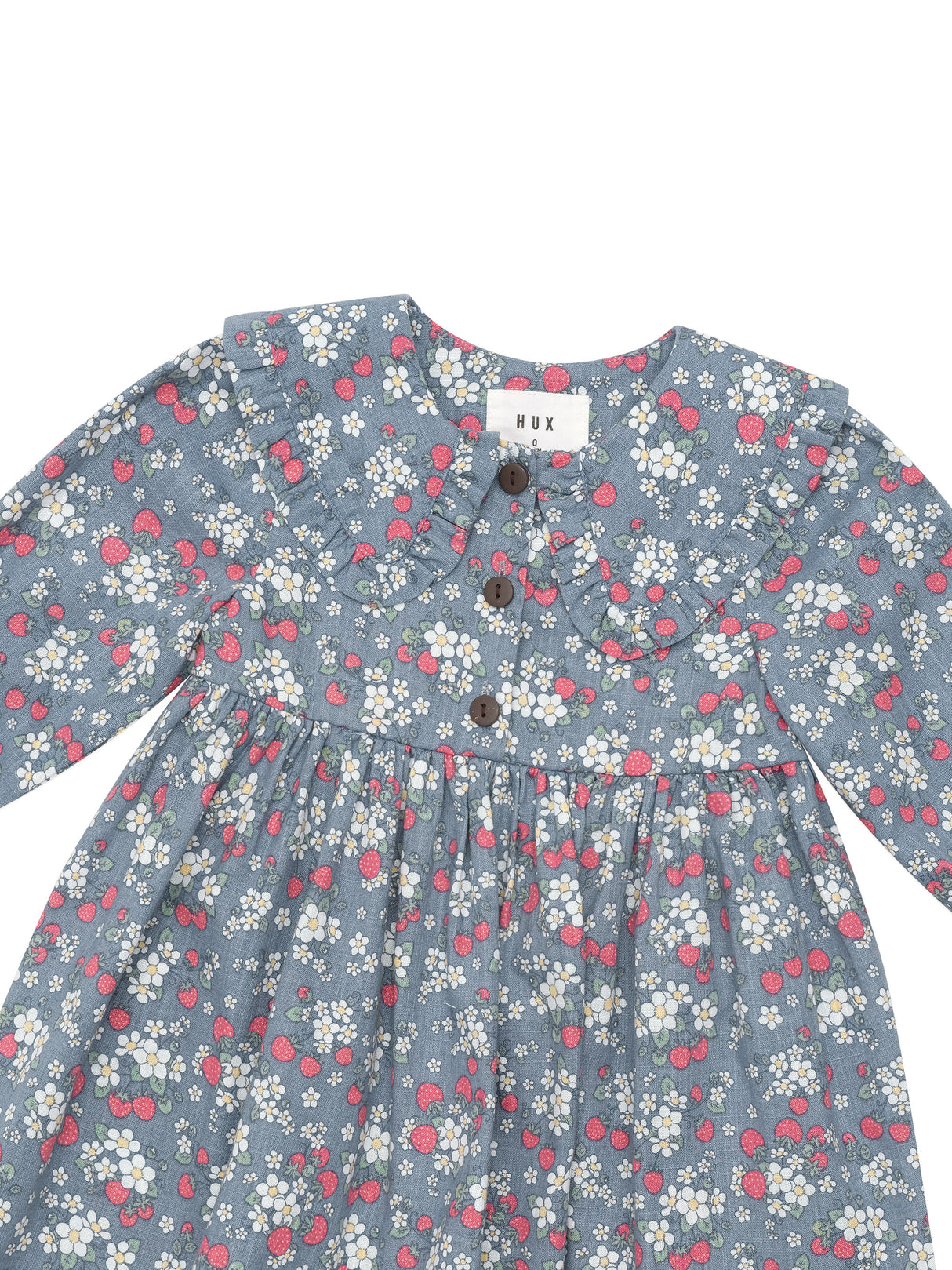 Huxbaby Vintage Strawberry Collar Dress Dusty Blue