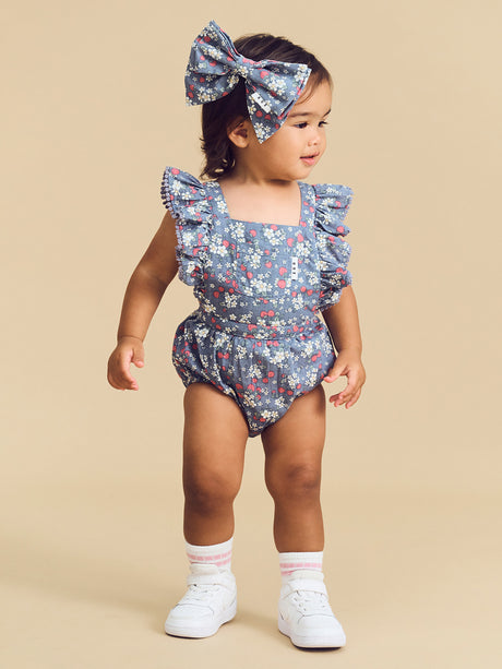 Huxbaby Vintage Strawberry Hair Bow Dusty Blue