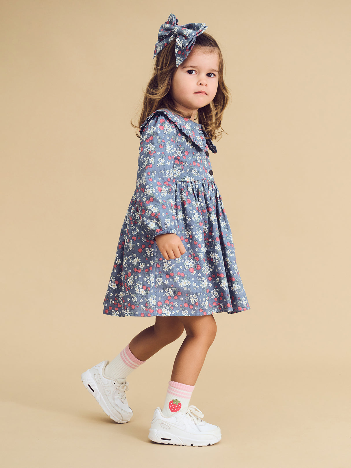 Huxbaby Vintage Strawberry Hair Bow Dusty Blue