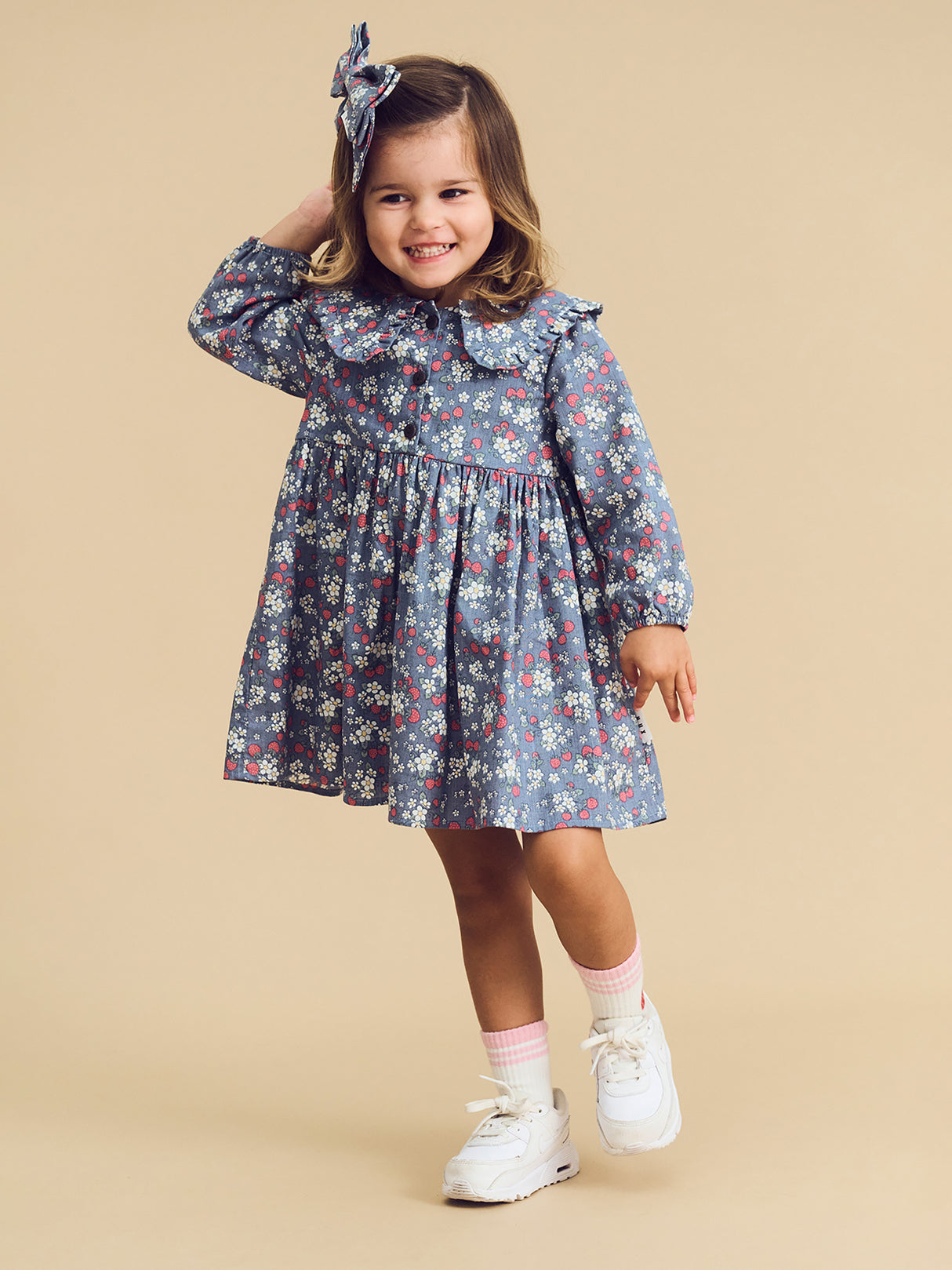 Huxbaby Vintage Strawberry Hair Bow Dusty Blue