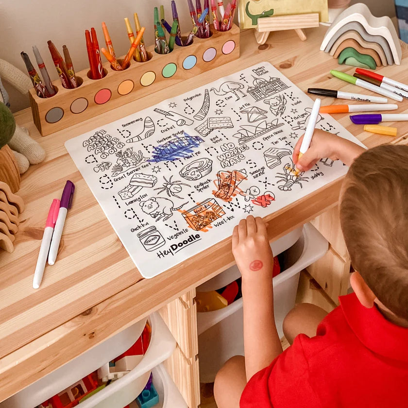 Hey Doodle Reusable Colouring Mat - Aussie Icons