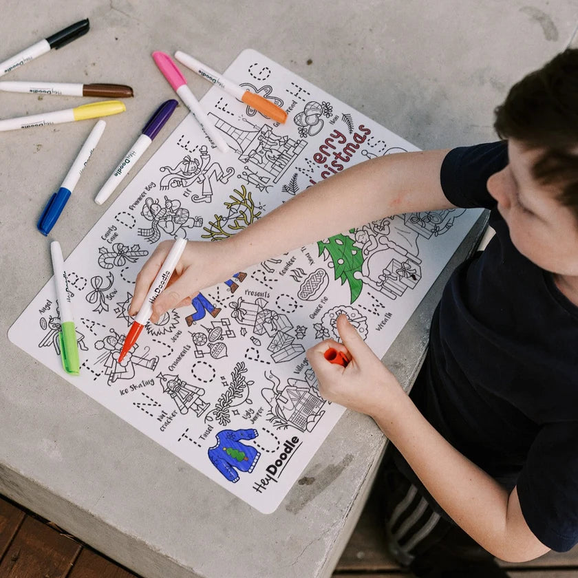 Hey Doodle Reusable Colouring Mat - Deck The Halls