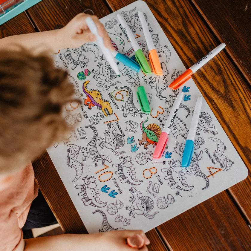 Hey Doodle Reusable Colouring Mat - DinoRoar