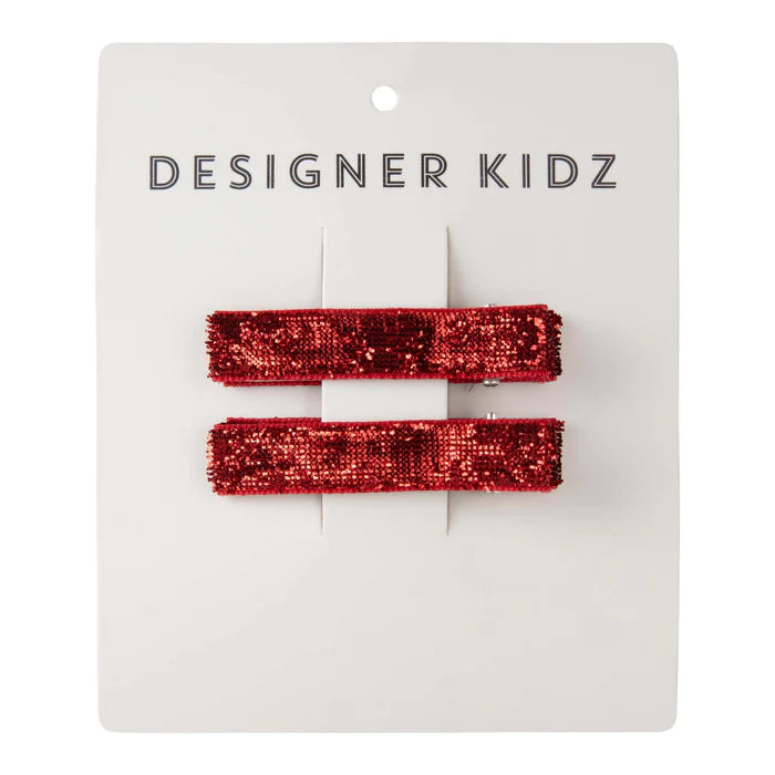 Designer Kidz Sparkle Hair Clip Pack - Red