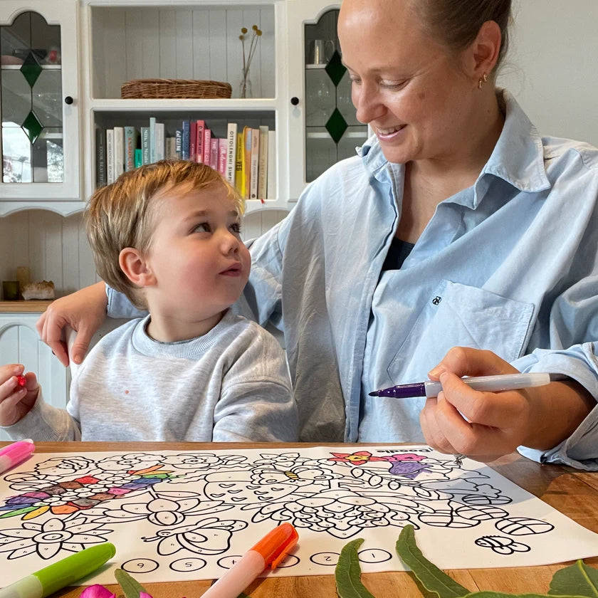 Hey Doodle Reusable Colouring Mat - Flower Power