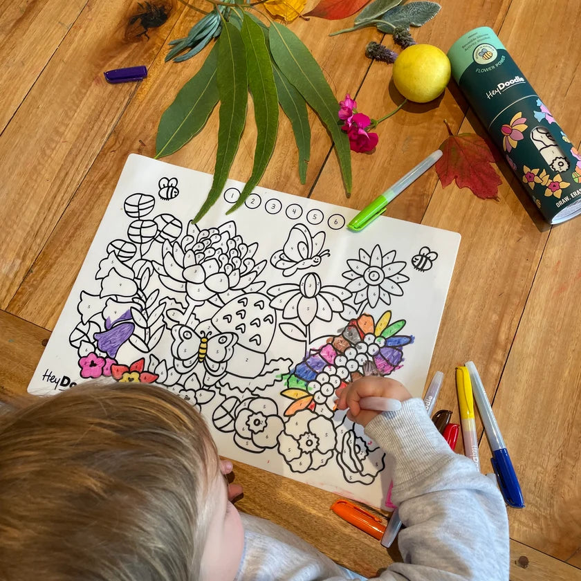 Hey Doodle Mini Colouring Mat - Flower Power