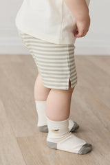 Jamie Kay Pima Cotton Marley Short - Narrow Stripe Moss/Cloud