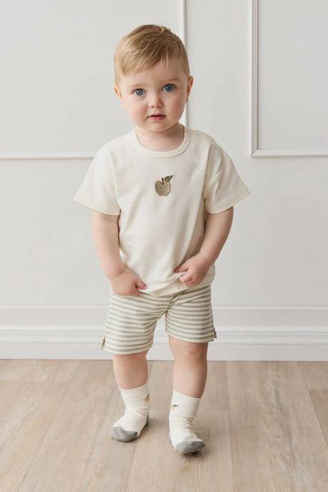 Jamie Kay Pima Cotton Marley Short - Narrow Stripe Moss/Cloud