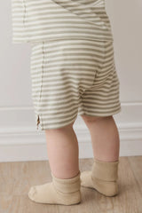 Jamie Kay Pima Cotton Marley Short - Narrow Stripe Moss/Cloud