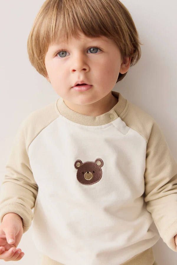 Jamie Kay Organic Cotton Tao Sweatshirt - Biscuit/Cloud Bobbie Bear