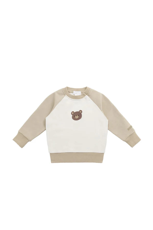 Jamie Kay Organic Cotton Tao Sweatshirt - Biscuit/Cloud Bobbie Bear