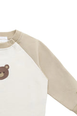 Jamie Kay Organic Cotton Tao Sweatshirt - Biscuit/Cloud Bobbie Bear