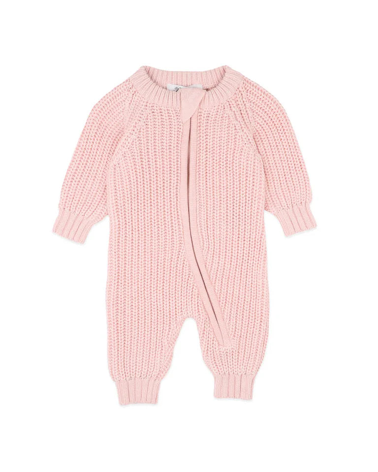 Minihaha Pale Pink Knitted Zip Romper