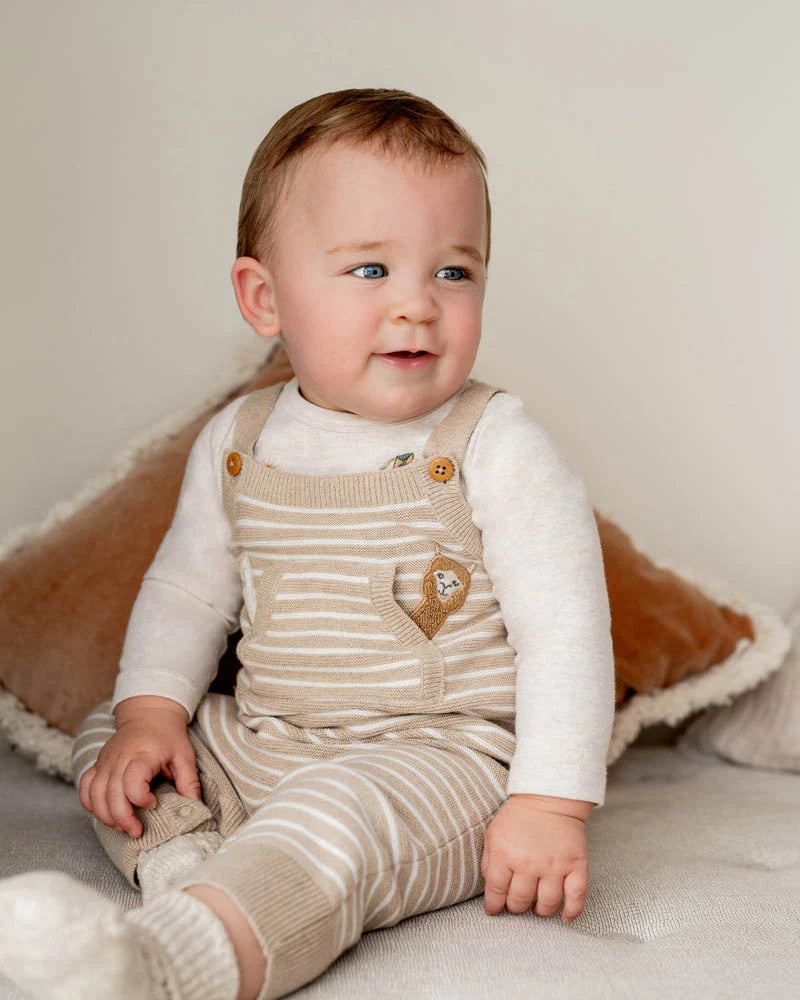 Minihaha Hunter Organic Stripe Knitted Overalls