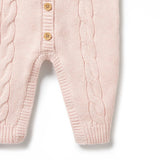 Wilson + Frenchy Knitted Cable Growsuit - Pink