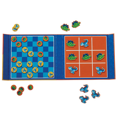 Crocodile Creek Magnetic Game - Tic Tac Toe + Checkers - Dino