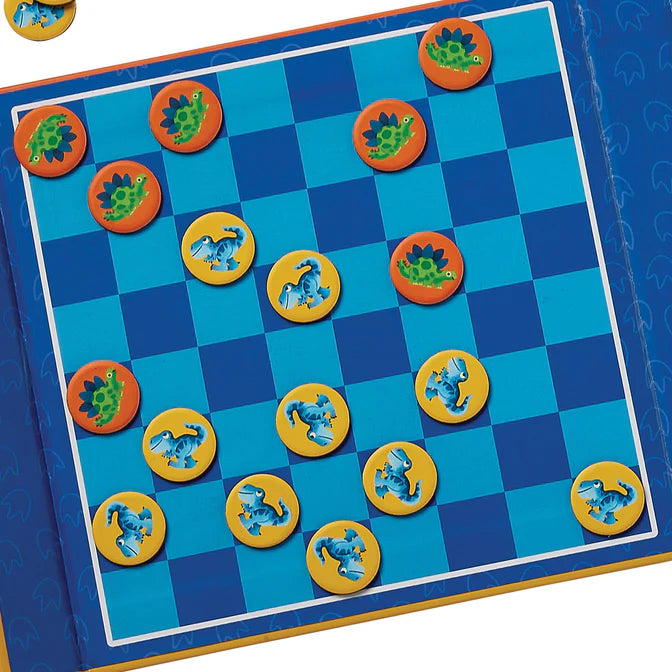 Crocodile Creek Magnetic Game - Tic Tac Toe + Checkers - Dino