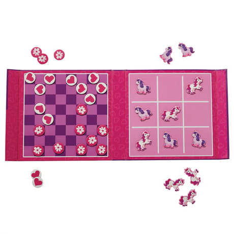 Crocodile Creek Magnetic Game - Tic Tac Toe + Checkers - Unicorn