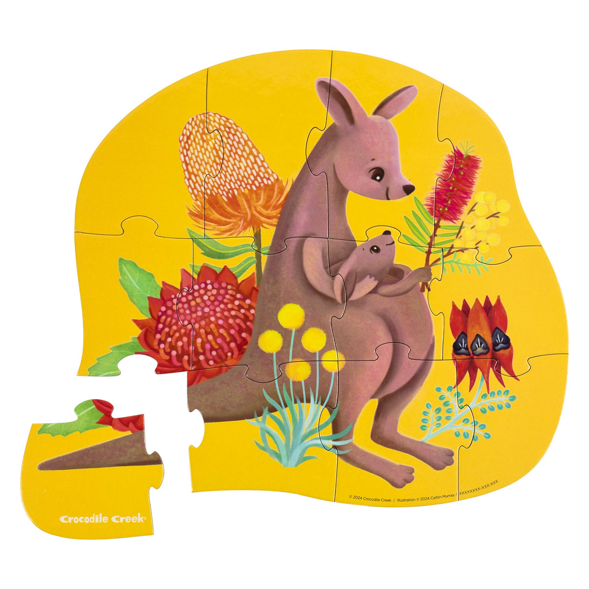 Crocodile Creek Mini Puzzle 12pc - Kangaroo & Joey