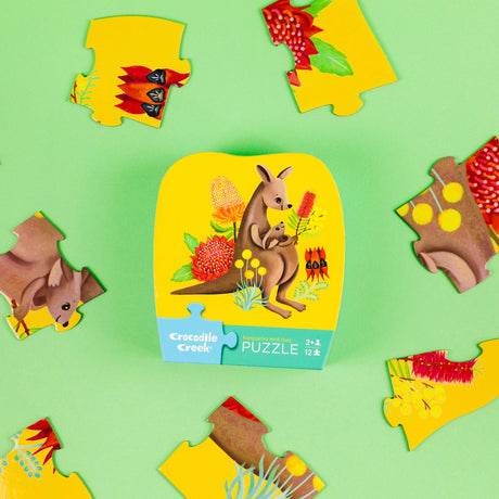 Crocodile Creek Mini Puzzle 12pc - Kangaroo & Joey